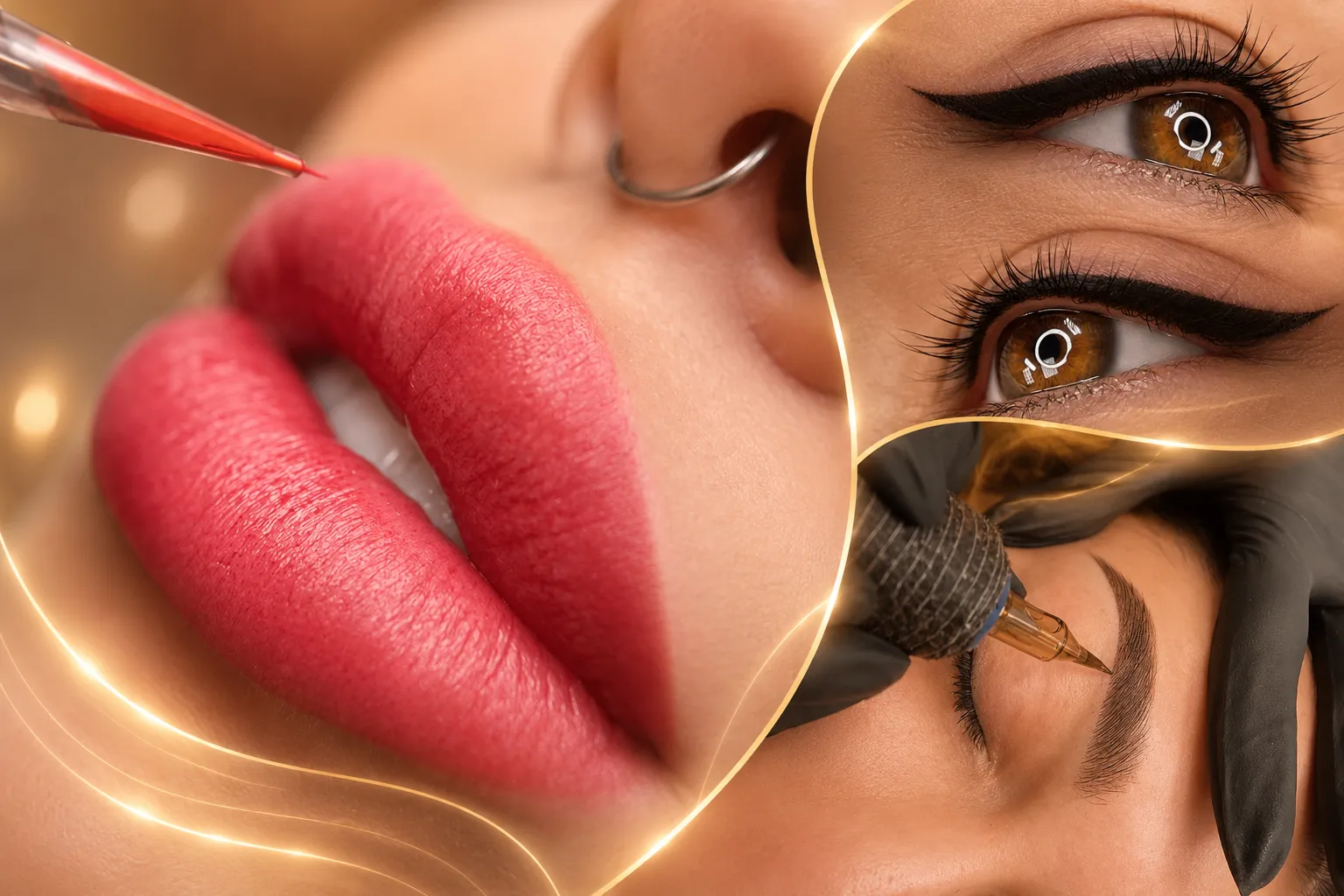 Colagem de micropigmentação no Studio Harrod's: micropigmentação labial e de sobrancelha fio a fio
